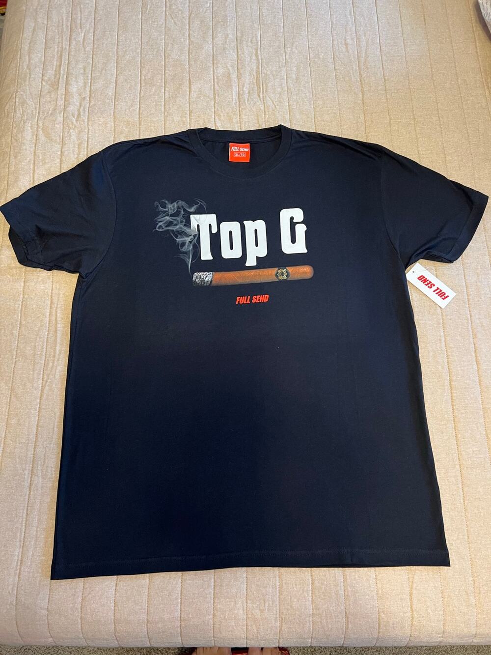 Full Send Nelk Boys TOP G Cigar Smoke T-Shirt Black Men's Size XL NWT